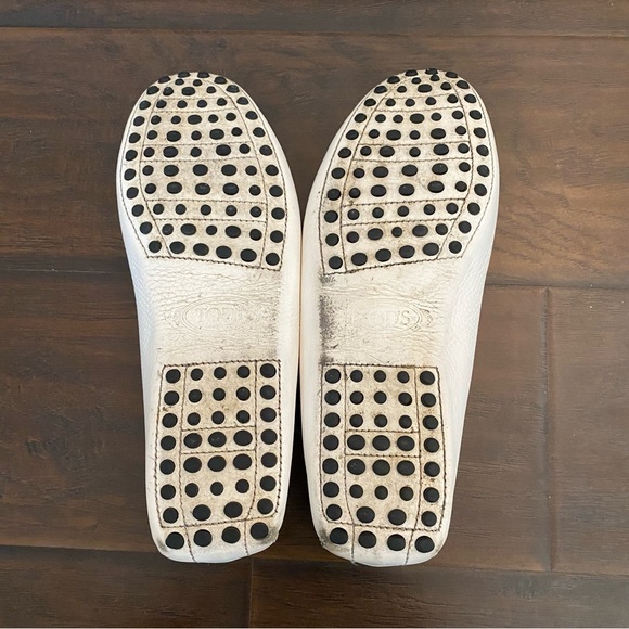 Tod’s white leather driving moccasin loafers men’s size 8 USA size fits 9 - Picture 7 of 9